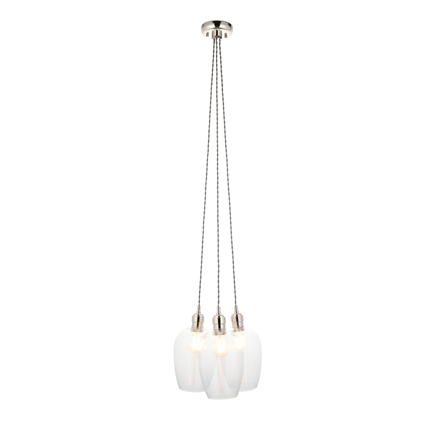 Endon 120644 - Pendellampe med wireophæng 3xE27/10W/230V blank krom
