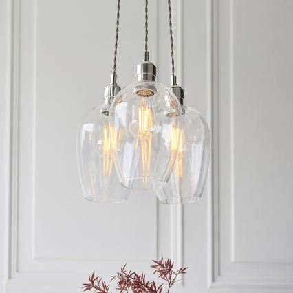 Endon 120644 - Pendellampe med wireophæng 3xE27/10W/230V blank krom