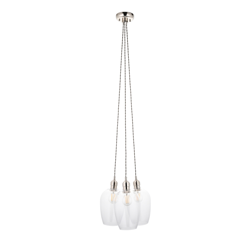 Endon 120644 - Pendellampe med wireophæng 3xE27/10W/230V blank krom