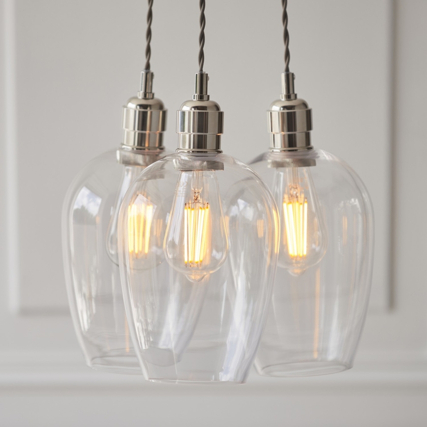 Endon 120644 - Pendellampe med wireophæng 3xE27/10W/230V blank krom