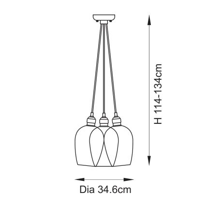 Endon 120644 - Pendellampe med wireophæng 3xE27/10W/230V blank krom