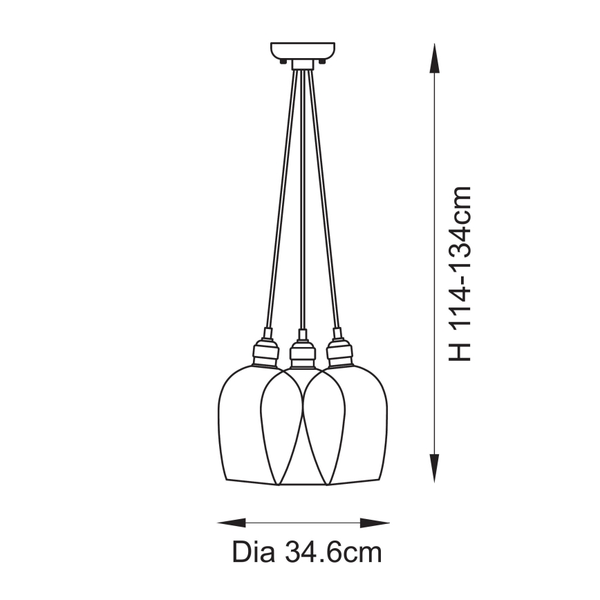 Endon 120648 - Loftpendel i wire 3xE27/10W/230V messing