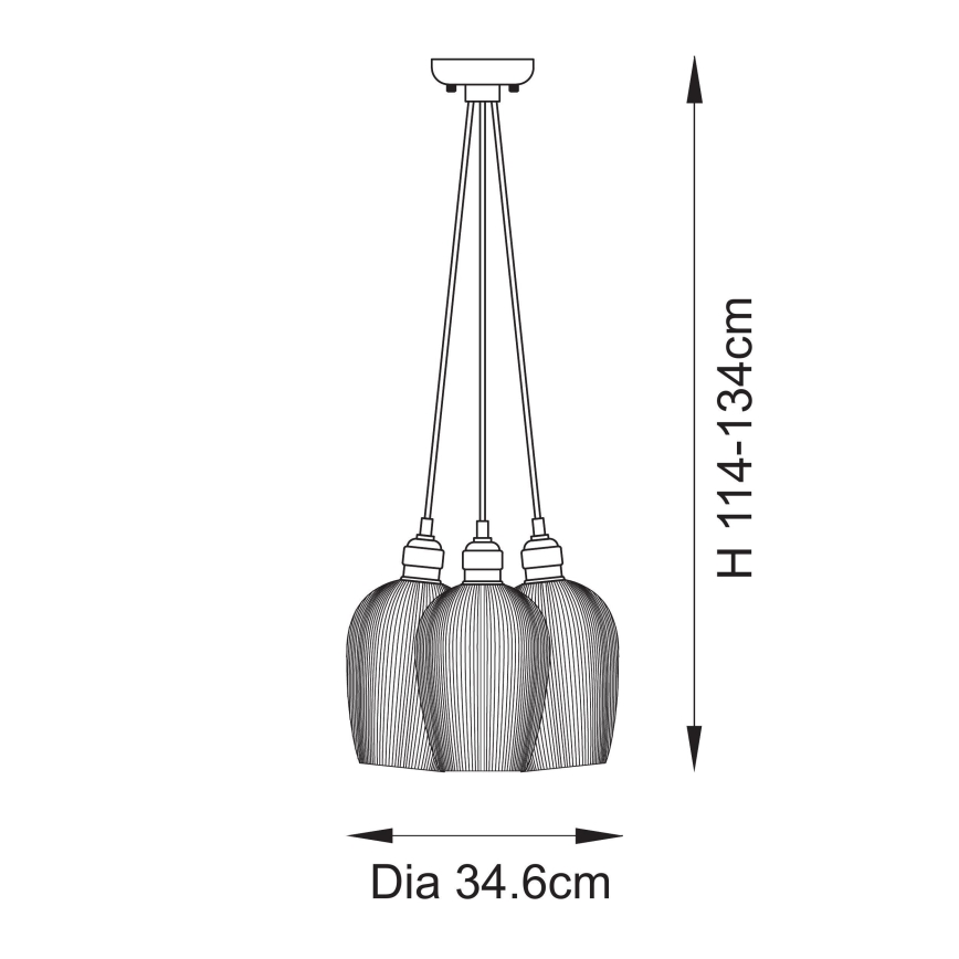 Endon 120656 - Kabelpendel i messing, 3xE27/10W/230V