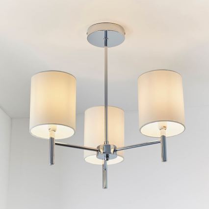 Endon 56642 - Pendellampe BRIO 3xE14/40W/230V skinnende krom/hvid