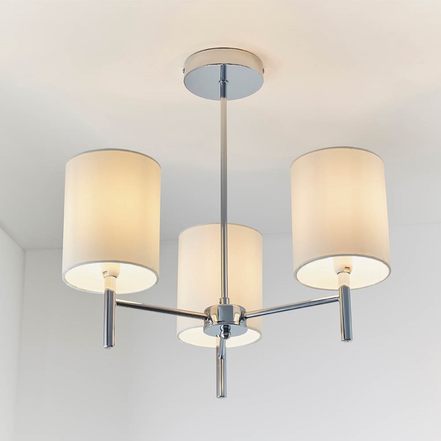Endon 56642 - Pendellampe BRIO 3xE14/40W/230V skinnende krom/hvid