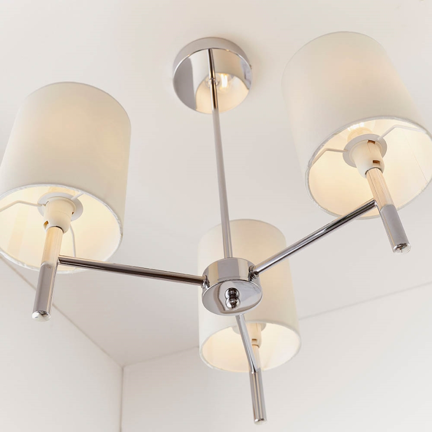 Endon 56642 - Pendellampe BRIO 3xE14/40W/230V skinnende krom/hvid