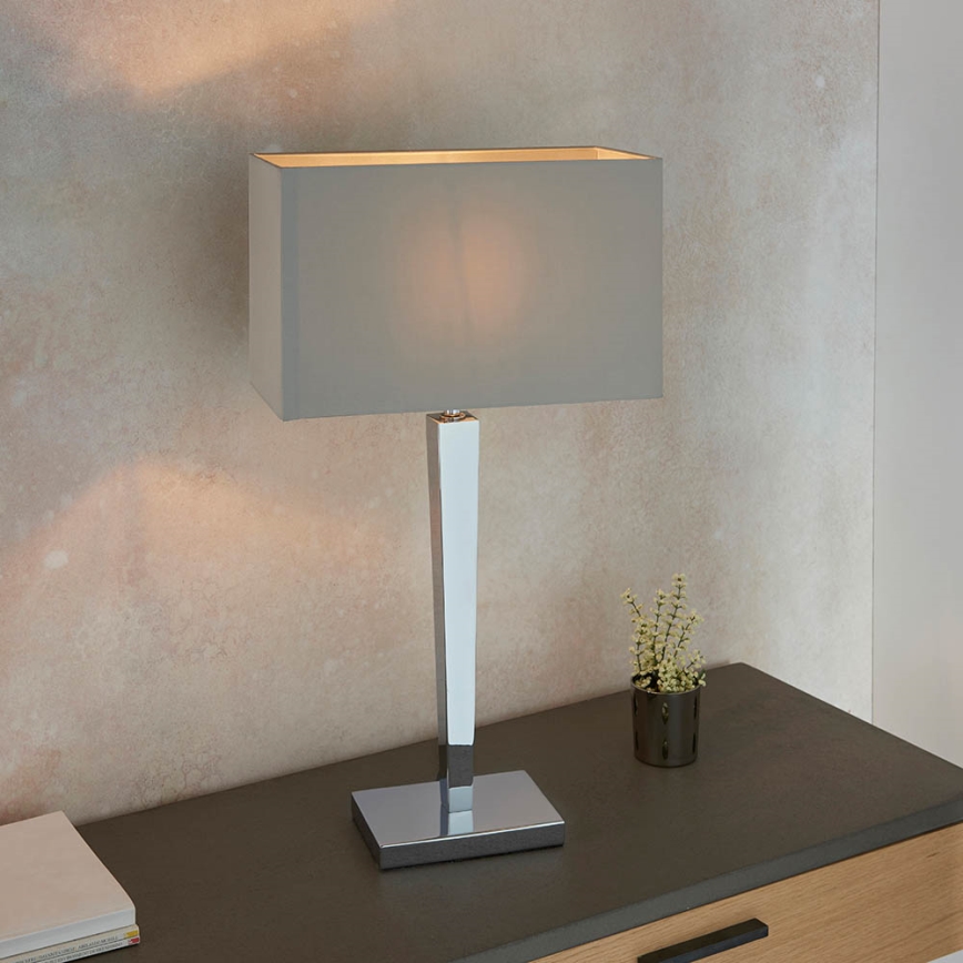 Endon 56707 - Bordlampe MORETO 1xE27/60W/230V skinnende krom/grå