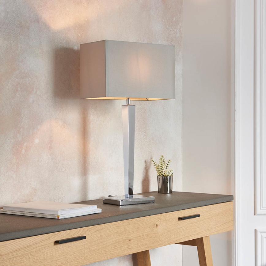 Endon 56707 - Bordlampe MORETO 1xE27/60W/230V skinnende krom/grå
