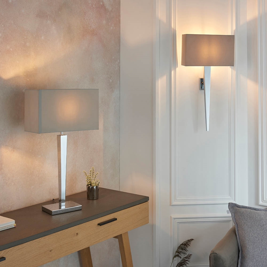 Endon 56707 - Bordlampe MORETO 1xE27/60W/230V skinnende krom/grå