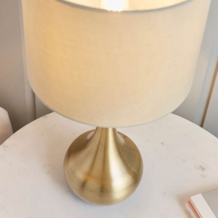 Endon 61191 - Dæmpbar bordlampe PICCADILLY 1xE14/40W/230V messing/beige
