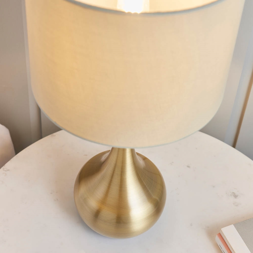 Endon 61191 - Dæmpbar bordlampe PICCADILLY 1xE14/40W/230V messing/beige