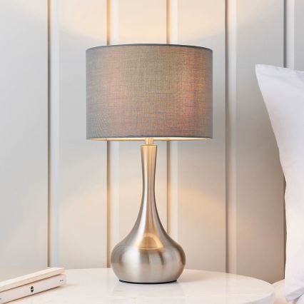 Endon 61192 - Bordlampe dæmpbar PICCADILLY 1xE14/40W/230V mat krom/grå