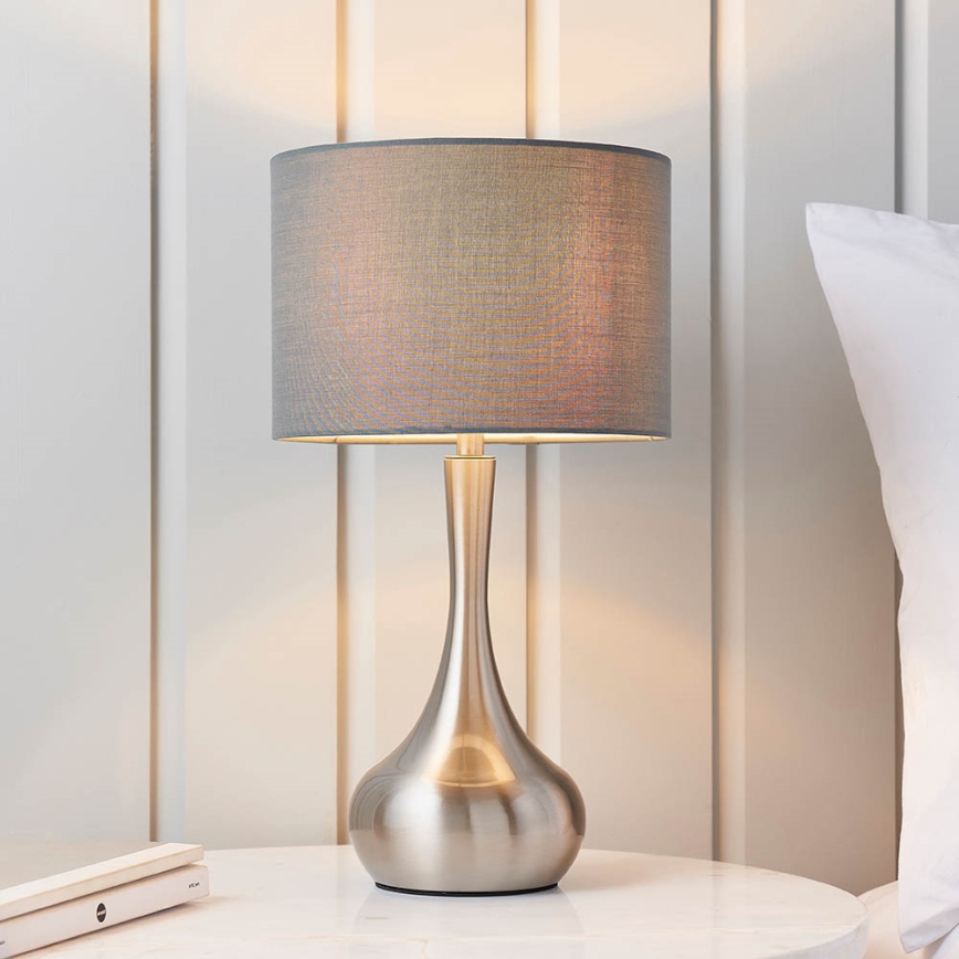Endon 61192 - Bordlampe dæmpbar PICCADILLY 1xE14/40W/230V mat krom/grå
