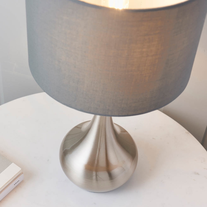 Endon 61192 - Bordlampe dæmpbar PICCADILLY 1xE14/40W/230V mat krom/grå