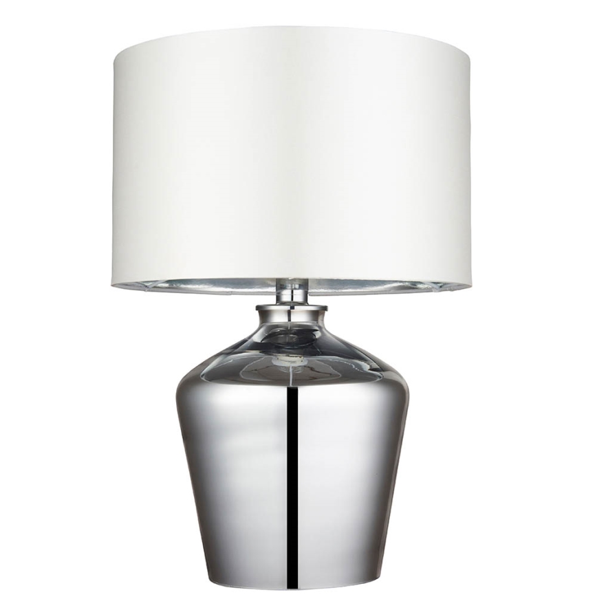 Endon 61198 - Bordlampe WALDORF 1xE27/10W/230V skinnende krom/hvid
