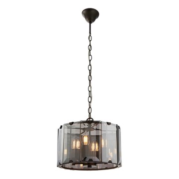 Endon 61281 - Lysekrone på kæde CLOONEY 4xE14/40W/230V sort/røgfarvet
