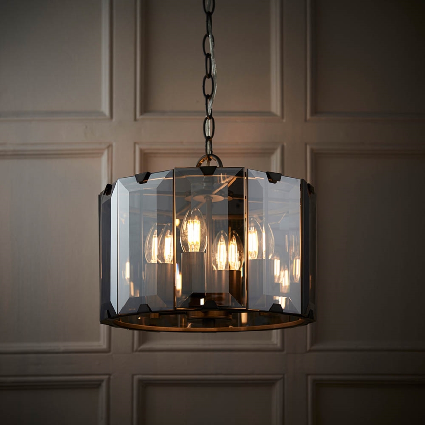 Endon 61281 - Lysekrone på kæde CLOONEY 4xE14/40W/230V sort/røgfarvet