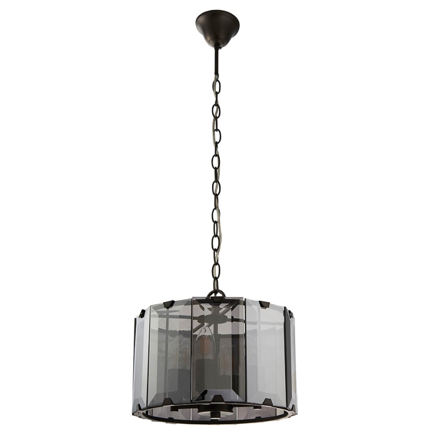 Endon 61281 - Lysekrone på kæde CLOONEY 4xE14/40W/230V sort/røgfarvet