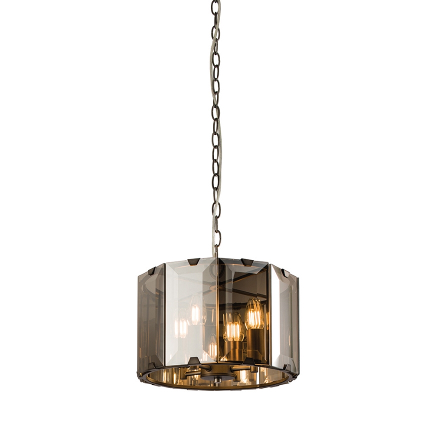 Endon 61281 - Lysekrone på kæde CLOONEY 4xE14/40W/230V sort/røgfarvet