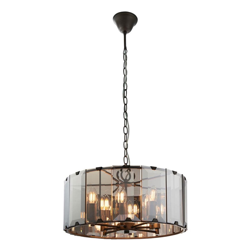 Endon 61294 - Pendel med kædeophæng CLOONEY 8xE14/40W/230V sort/røget