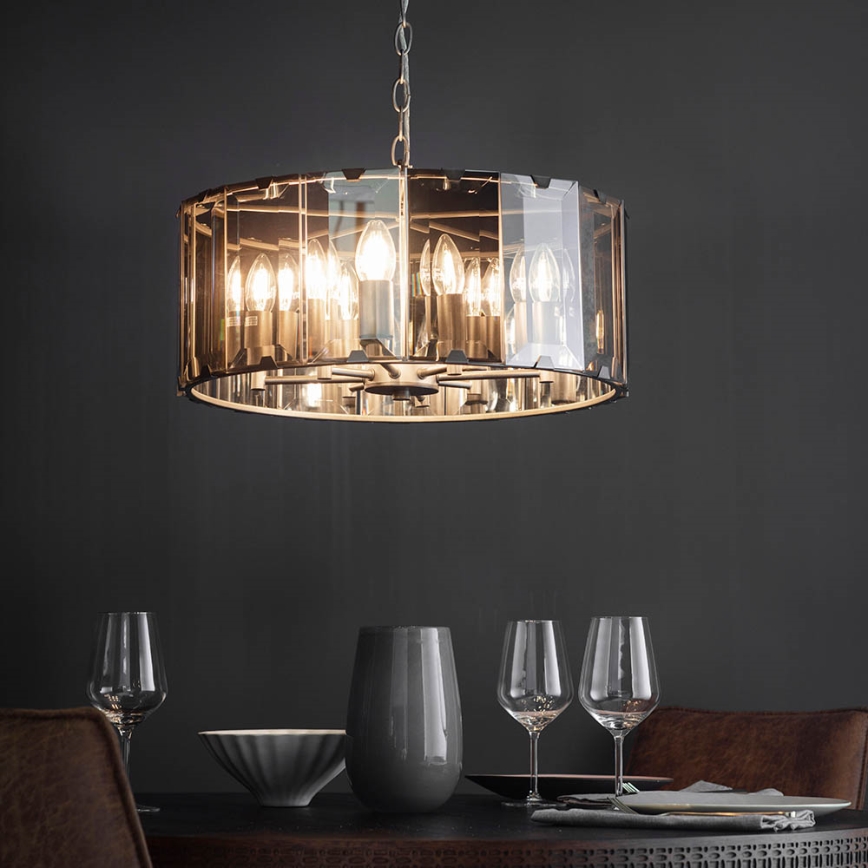 Endon 61294 - Pendel med kædeophæng CLOONEY 8xE14/40W/230V sort/røget