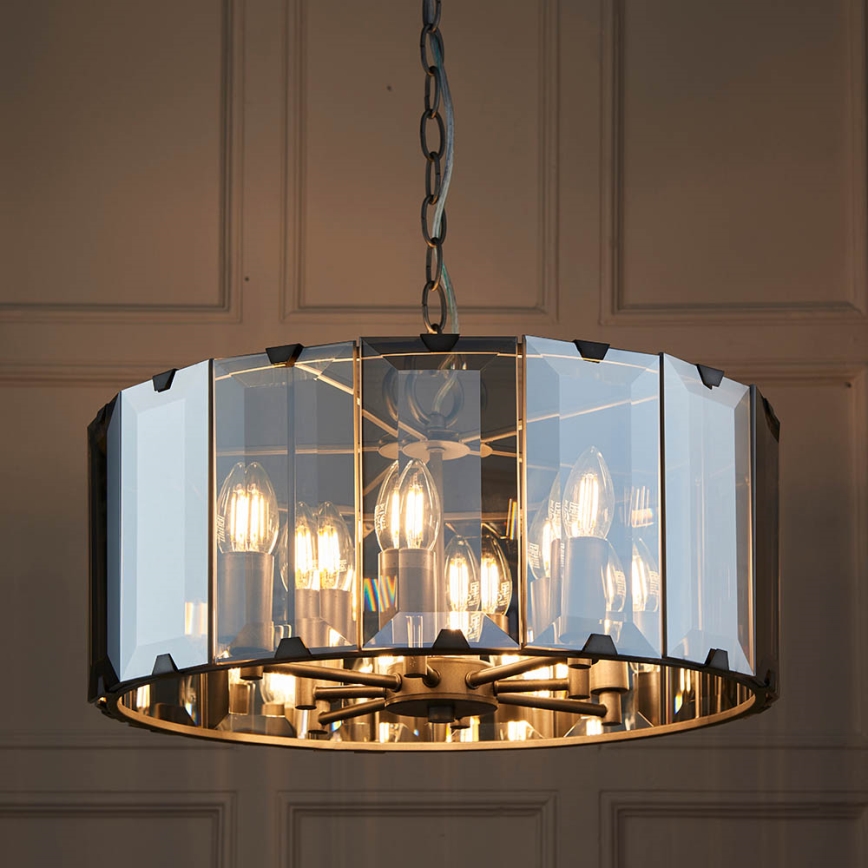 Endon 61294 - Pendel med kædeophæng CLOONEY 8xE14/40W/230V sort/røget
