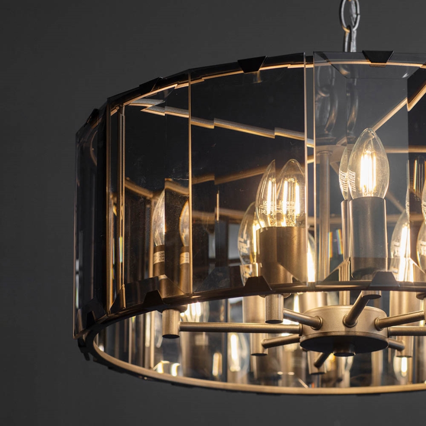 Endon 61294 - Pendel med kædeophæng CLOONEY 8xE14/40W/230V sort/røget