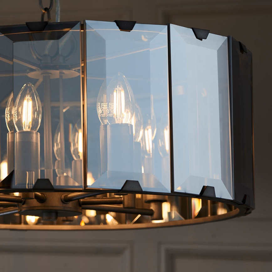 Endon 61294 - Pendel med kædeophæng CLOONEY 8xE14/40W/230V sort/røget