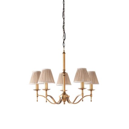 Endon 63627 - Lysekrone med kæde STANFORD 5xE14/40W/230V messing/beige