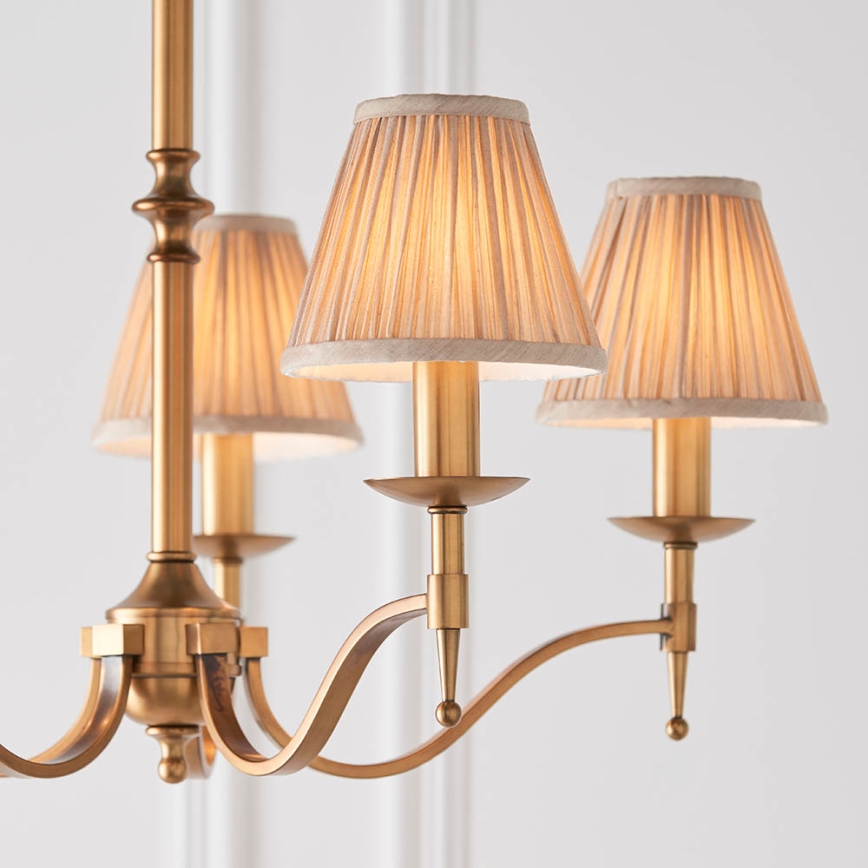 Endon 63627 - Lysekrone med kæde STANFORD 5xE14/40W/230V messing/beige