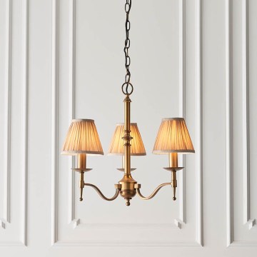Endon 63628 - Lysekrone med kæde STANFORD 3xE14/40W/230V messing/beige