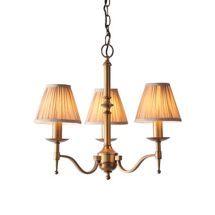 Endon 63628 - Lysekrone med kæde STANFORD 3xE14/40W/230V messing/beige