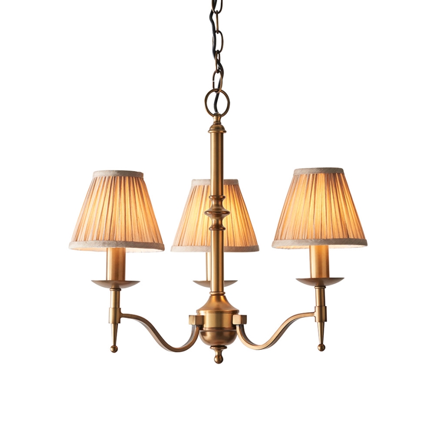 Endon 63628 - Lysekrone med kæde STANFORD 3xE14/40W/230V messing/beige