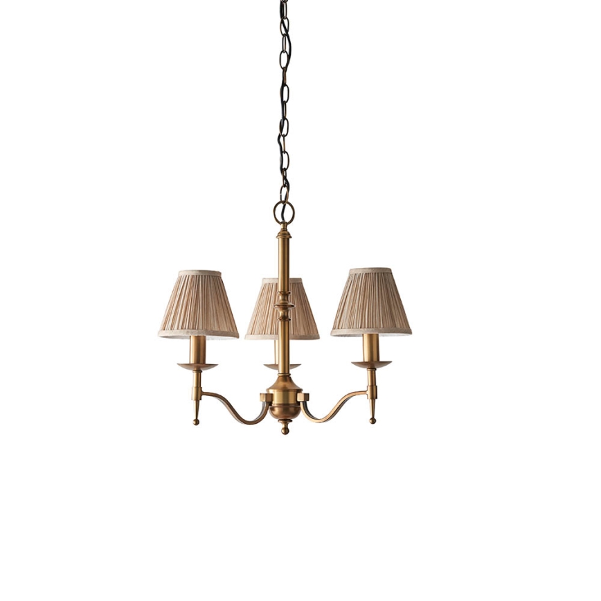Endon 63628 - Lysekrone med kæde STANFORD 3xE14/40W/230V messing/beige