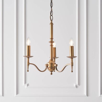 Endon 63628 - Lysekrone med kæde STANFORD 3xE14/40W/230V messing/beige