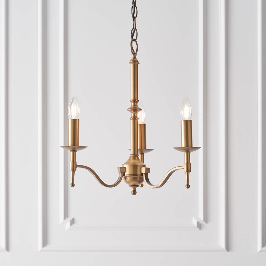 Endon 63628 - Lysekrone med kæde STANFORD 3xE14/40W/230V messing/beige