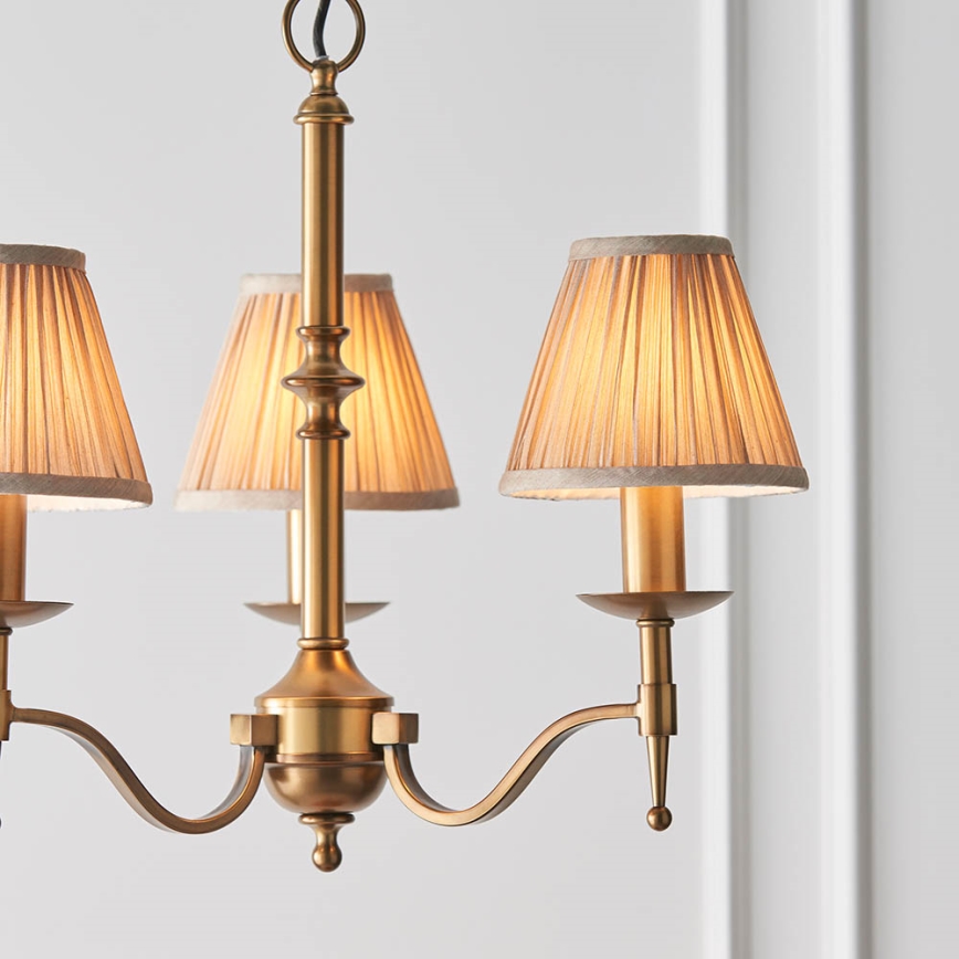 Endon 63628 - Lysekrone med kæde STANFORD 3xE14/40W/230V messing/beige