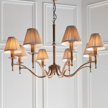 Endon 63629 - Lysekrone med kæde STANFORD 8xE14/40W/230V messing/beige
