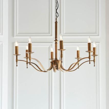 Endon 63629 - Lysekrone med kæde STANFORD 8xE14/40W/230V messing/beige