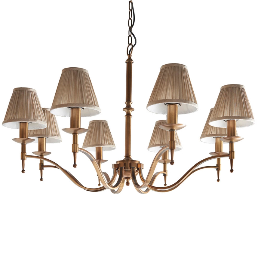 Endon 63629 - Lysekrone med kæde STANFORD 8xE14/40W/230V messing/beige