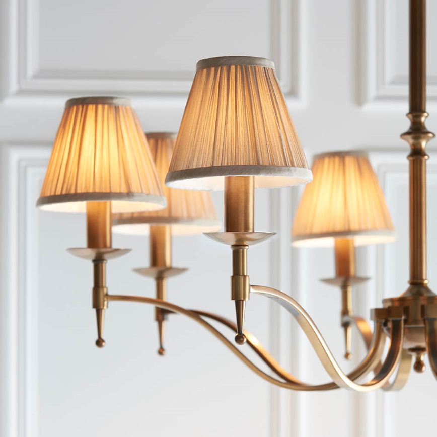 Endon 63629 - Lysekrone med kæde STANFORD 8xE14/40W/230V messing/beige