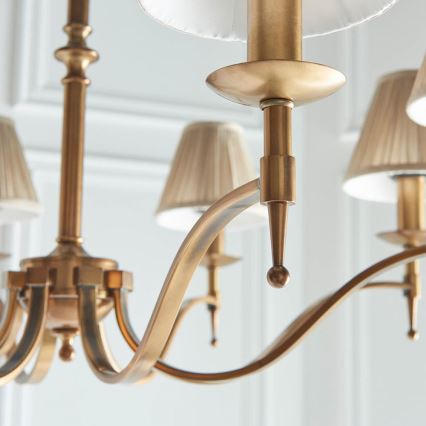 Endon 63629 - Lysekrone med kæde STANFORD 8xE14/40W/230V messing/beige