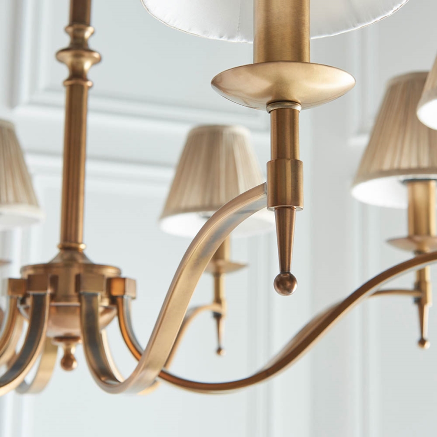 Endon 63629 - Lysekrone med kæde STANFORD 8xE14/40W/230V messing/beige