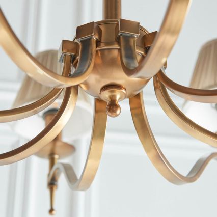 Endon 63629 - Lysekrone med kæde STANFORD 8xE14/40W/230V messing/beige