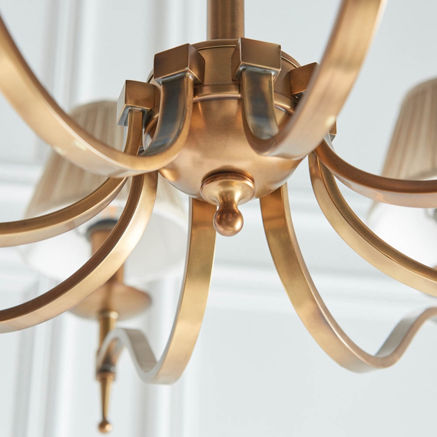 Endon 63629 - Lysekrone med kæde STANFORD 8xE14/40W/230V messing/beige