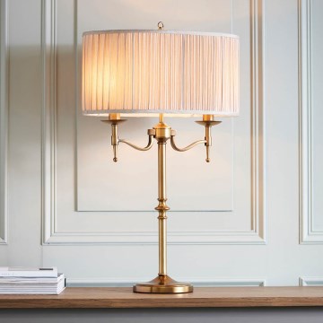 Endon 63648 - Bordlampe STANFORD 2xE14/40W/230V messing/beige
