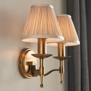 Endon 63654 - Væglampe STANFORD 2xE14/40W/230V messing/beige