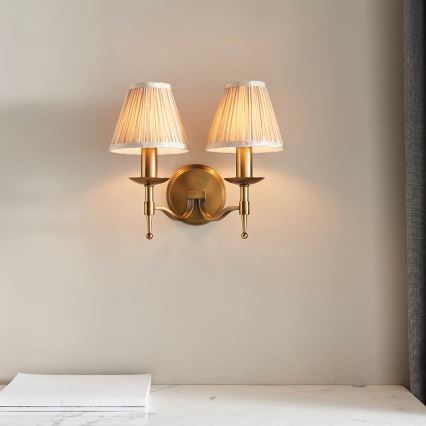 Endon 63654 - Væglampe STANFORD 2xE14/40W/230V messing/beige