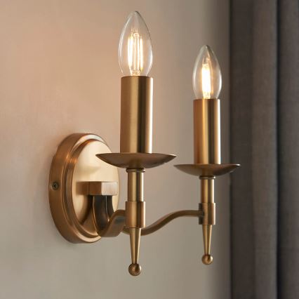 Endon 63654 - Væglampe STANFORD 2xE14/40W/230V messing/beige