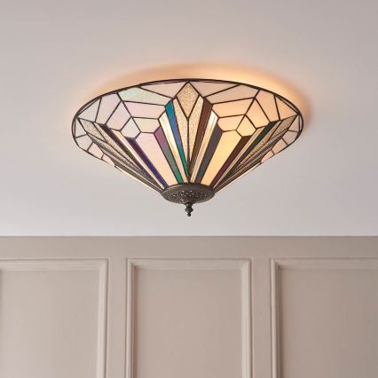 Endon 63935 - Loftlampe Tiffany ASTORIA 2xE27/60W/230V Ø 48 cm